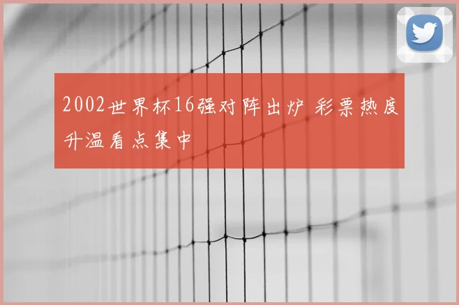 2002世界杯16强对阵出炉 彩票热度升温看点集中